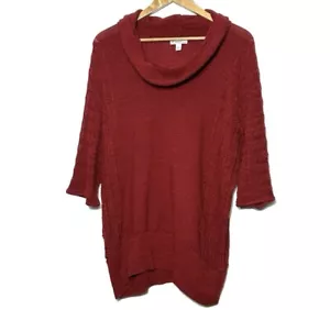 Kim Rogers Women’s Sweater XL Red Acrylic 3/4 Sleeve Lightweight Cowl Neck - Picture 1 of 8