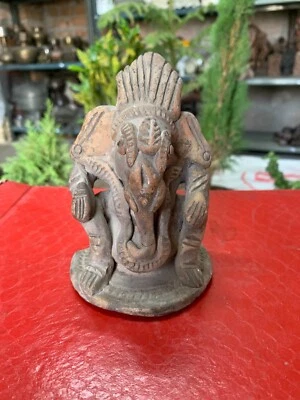 Antigua estatua de Ganesha de piedra tallada a mano de 1800 ídolo hindú de adoración de dios 4,5" Foto 1 de 4