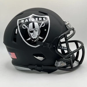 Las Vegas Raiders CUSTOM Matte Black - "Black Ice" Mini Football Helmet - Picture 1 of 3