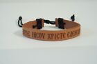 Greek Orthodox bracelet engraved leather with prayer to our lord.