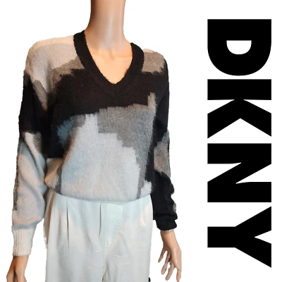 DKNY Women's V-Neck Long-Sleeve Sweater NWOT Black XS - Image 1 of 4