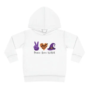 Peace Love Witch Halloween Toddler Pullover Fleece Hoodie - Picture 1 of 9