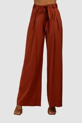 Pantalones para mujer Trina Turk Indira canela satinado pierna ancha nuevos con etiquetas Foto 1 de 3