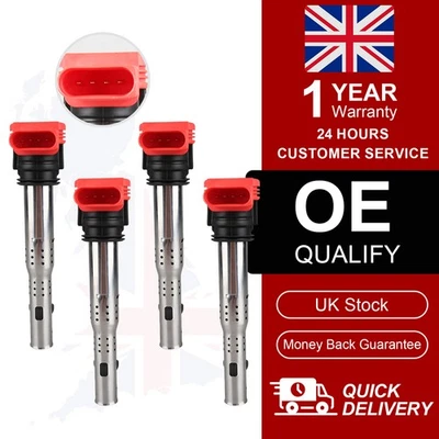 4x Ignition Coils for Audi A3 A4 A5 A6 A7 A8 C6 Q5 Q7 4LB R8 8R TT 8J Allroad  - Image 1 of 4