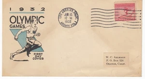 1932 Olympic Games First Day Cover, Postmark Los Angeles Jun 15 1932 - #8272 - Picture 1 of 2