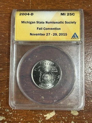 ANACS SAMPLE SLAB 2004-D Michigan Quarter - Michigan State Numismatic Society - Image 1 of 2