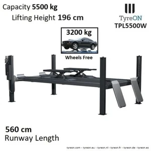 Kfz 4 Säulenhebebühne 5.5T Radfreiheber 3.2T  L= 5,6m H=1.96m - Hindernisschutz - Bild 1 von 9