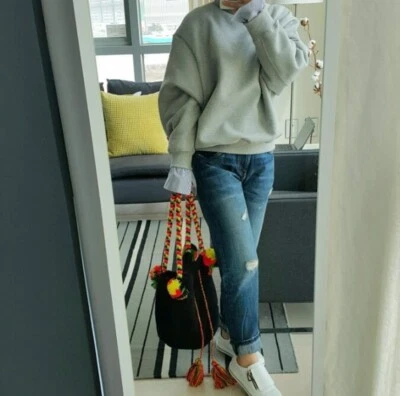 Auténtico Bolso de Hombro Colombiano 100% Étnico Hecho a Mano Wayuu Mochila Bolsos - Negro Foto 1 de 4