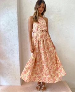 By Nicola Dress Maxi Size AU 8 /US 4 Calypso Tie One Shoulder Floral Cut Out - Picture 1 of 20
