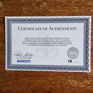 Shelby American 60 Years Limited Edition Coin - Ford Mustang Cobra GT500 GT350 - Bild 1 von 7