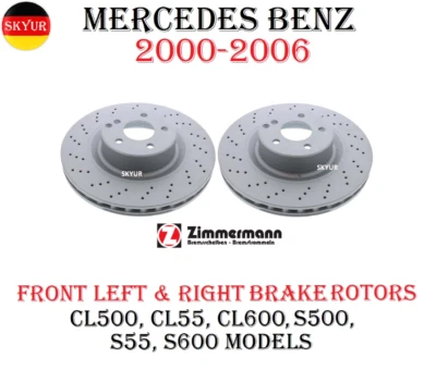 Front Rotors Left & Right Set of 2 For 06-10 Mercedes-Benz CL500 CL600 S500 S55 - Image 1 of 4