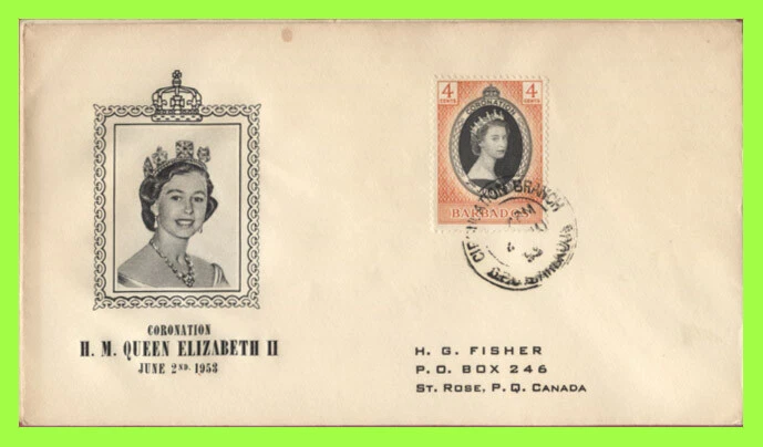 Barbados 1953 QEII Coronation illust. (Picture Frame) First Day Cover - Image 1 of 1