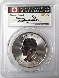 2024 Canada $5 1oz Silver Maple Leaf PCGS MS69 First Strike Steven Rosati Signed - Picture 1 of 2