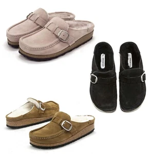 NEW Birkenstock Womens Sandals Buckley Shearling Closed Toe Buckle Strap Clogs - Picture 1 of 28