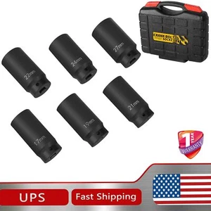 Crank Bolt Socket Set Harmonic Balancer Impact Socket 17/19/21/22/24/27mm 6 pack - Picture 1 of 19