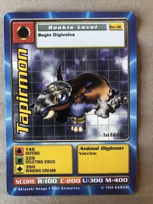 Tapirmon (Bandai Digimon Collectible Card Game) Bo-36 Set 1 1st Edition 1999 - Image 1 of 2