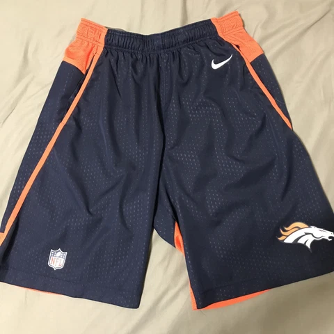 Denver Broncos Shorts Mens Large Blue Nike Dri Fit Orange Athletic NFL Adult L Cover