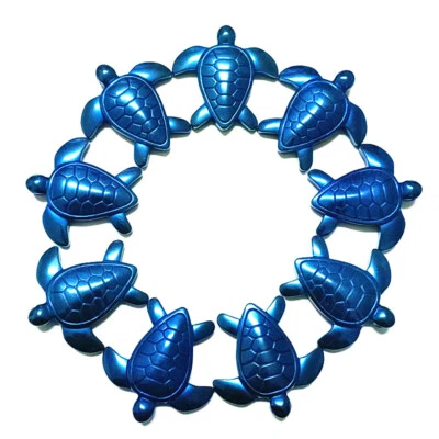 10pcs Blue Hematite Carved Sea Turtle Pendant Bead 43x43x7mm Jewelry Making - Image 1 of 4