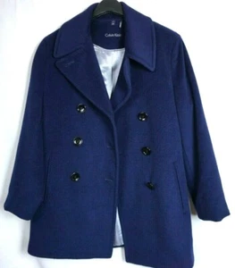 Calvin Klein 64 % Wolle 6 % Cashimere blauer Damenmantel Größe 10/M - Bild 1 von 8