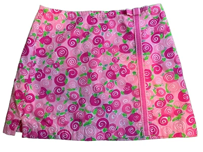 LILLY PULITZER Little Girl Size 8 Pink & Green Vintage Swirly Snail Skort Skirt - Image 1 of 4