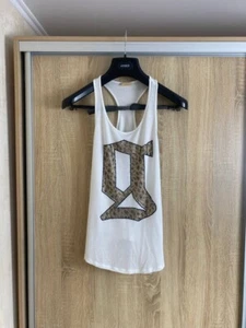 John Galliano Big Logo Damen Tank Top ärmelloses Shirt Größe XS weiß - Bild 1 von 13