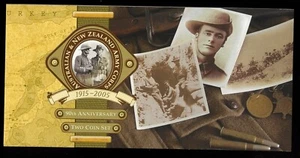 2005 Australia / NZ Last Mint 90thAnniversary ANZAC Proof $1 Bronze Coins Folder - Foto 1 di 4