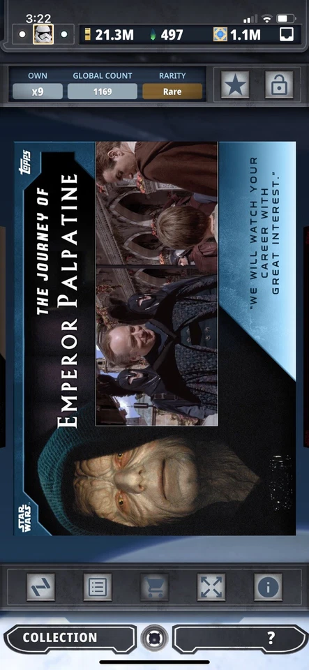 Topps Star Wars Digital Card Trader Journey Of Palpatine Great Interest Award - Image 1 of 1