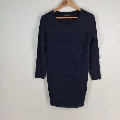 Alpha 60 Mujer Mini Vestido Talla S Azul Marino Lápiz Manga Larga Algodón 060200 Foto 1 de 4