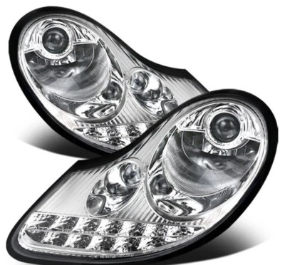 Porsche Boxster 986 996 MK1 Chrome LED DRL Projector Headlights set or pair of 2 - Image 1 of 4