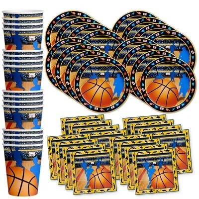 Комплект принадлежностей для вечеринки на день рождения звезда баскетбол тарелки салфетки чашки комплект для 16 - Изображение 1 из 4