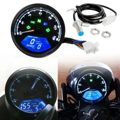 Digital Motorcycle Speedometer Tachometer Gauge Meter Universal Fit For Harley , - Image 1 of 4