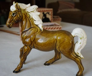 Olive Green Ceramic Horse MCM Vintage Pottery Figurine Horse Lover Decor Japan - Picture 1 of 21