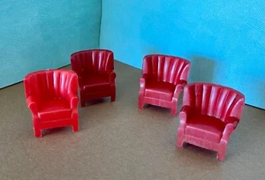 Vintage Marx Dollhouse - Set of 4 Red Chairs - Picture 1 of 1