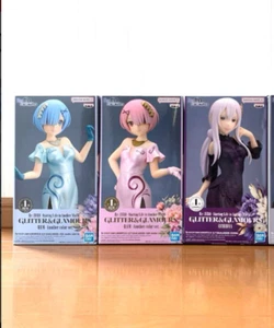 BANPRESTO Re:Zero GLITTER & GLAMOURS REM RAM & ECHIDNA compiete set - Picture 1 of 6