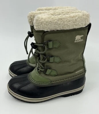 Sorel Yoot Pac Nylon Waterproof Winter Snow Boots Youth 4 Green NY1962-371 - Image 1 of 4