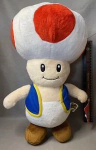 Auténtico peluche de 15 pulgadas de alto Super Mario Bros sapo rojo con etiquetas - Imagen 1 de 18