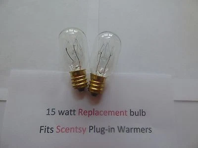 SATCO 2 TWO replacement 15 watt Light Bulbs Fits PLUG-IN Scentsy Warmers FREE SHIP!