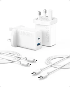 Anker USB-C Caricabatteria Rapido Spina 20W Doppia Porta 2Pack Adattatore Alimentazione iPhone Android - Foto 1 di 6