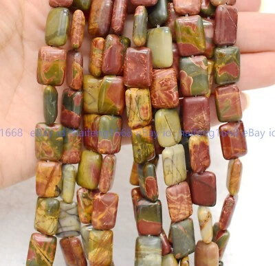 Großhandel 13x18mm Rechteck Mehrfarbig Picasso Jasper Edelstein Lose Perlen 38cm - Bild 1 von 4