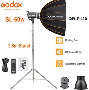 Godox SL-60W Studio LED Video Light Bowens Mount+ QR-P120 Softbox+ 2.8m Stand - Picture 1 of 12