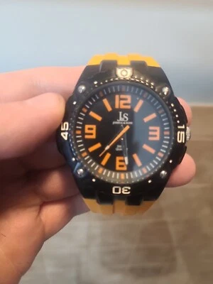 Para hombres Joshua & Sons BOLD esfera negra con números naranjas/correa modelo JS-36-OR Foto 1 de 4