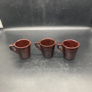 VTG Marcrest Stoneware Daisy Dot Coffee Mugs/Tea Cups Set Of 3 Brown Glaze USA - Picture 1 of 4