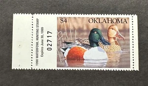 WTDstamps - 1998 OKLAHOMA - State Duck Stamp - Mint OG NH **HUNTER TYPE** - Picture 1 of 2