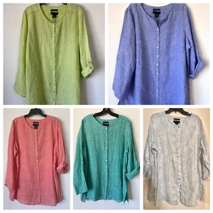 NWT Linen Plus Size Tahari Button Front Tunic Sz 1X, 2X - Picture 1 of 16