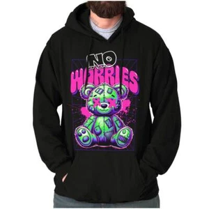 Cool Urban Streetwear No Worries Teddy Bear Hoodie Hooded Sweatshirt Men Women - Picture 1 of 7