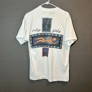 Vintage 90er Indigo Mädchen T-Shirt Erwachsene L (fällt klein aus) weiß Einzelnaht Musik - Bild 1 von 15
