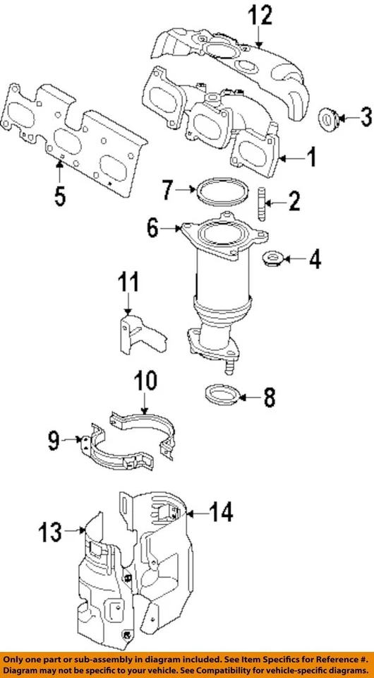 Colector de escape-preconvertidor sello inferior MAZDA OEM 08-15 CX-9 3,7 L-V6 CA0140581 Foto 1 de 1