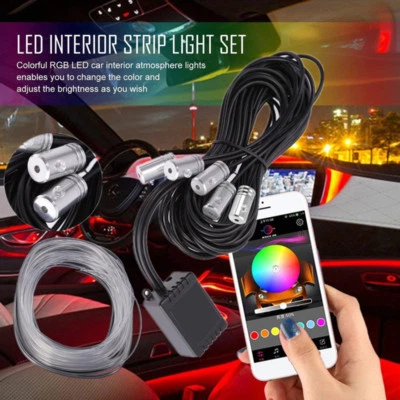 Multicolor RGB LED EL Neon Strip Light Sound Active Bluetooth Phone Control Lamp - Image 1 of 4