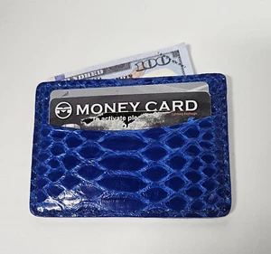 Bright Blue Glazed Genuine Python 5 Pocket Card Case MADE IN THE USA - Picture 1 of 4