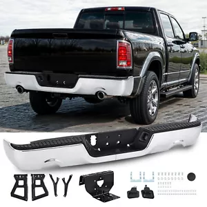 Chrome Rear Step Bumper For 2009-2018 Dodge Ram 1500 W/ Dual Exhaust w/o Sensor - Picture 1 of 16